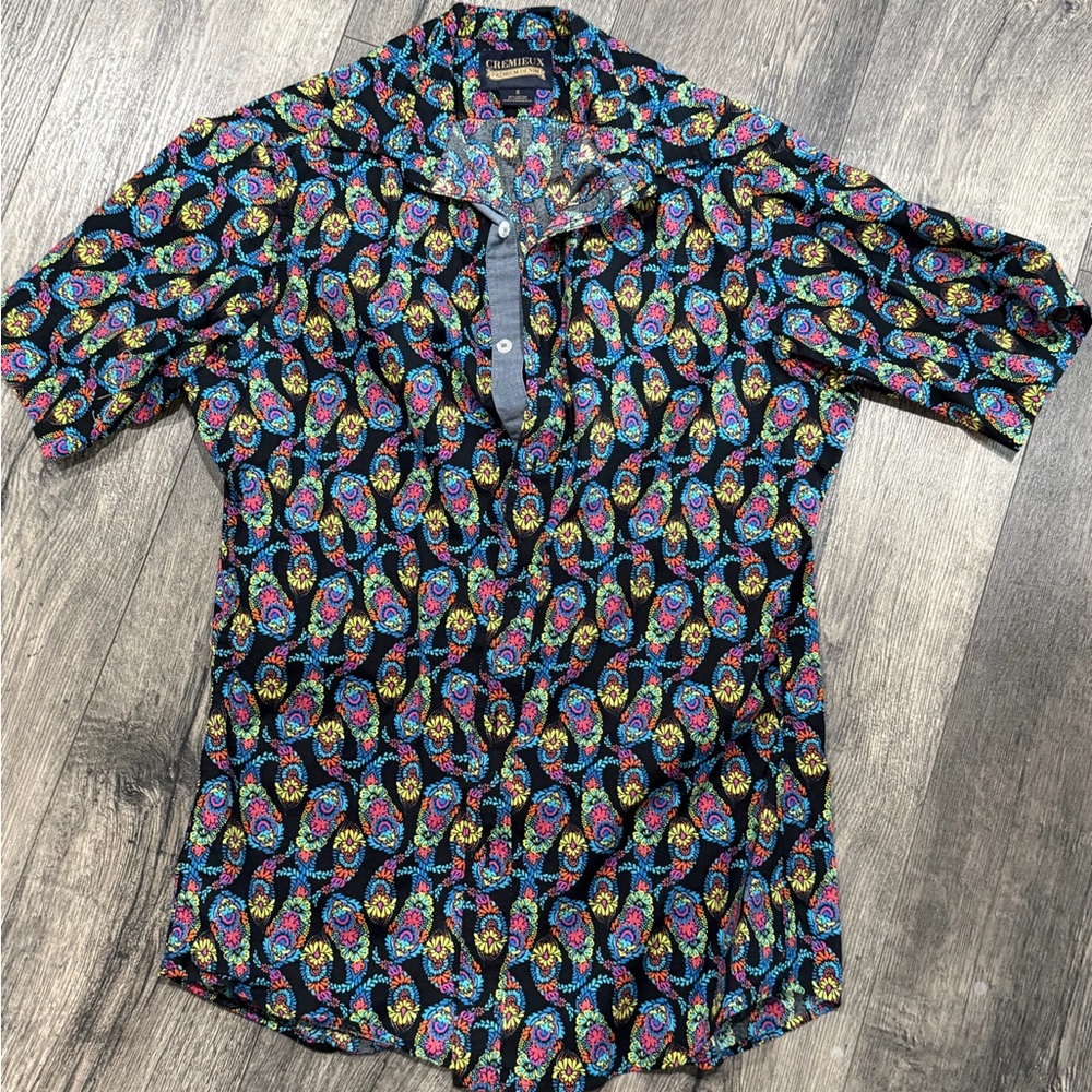 Daniel Cremieux Black Paisley Short-Sleeve Button Shirt